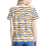 Hot Dog Striped Pattern Print Women's Polo Shirt