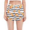 Hot Dog Striped Pattern Print Women's Split Running Shorts