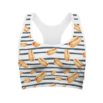 Hot Dog Striped Pattern Print Women's Sports Bra