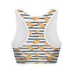 Hot Dog Striped Pattern Print Women's Sports Bra