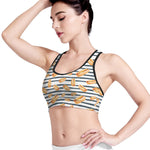 Hot Dog Striped Pattern Print Women's Sports Bra