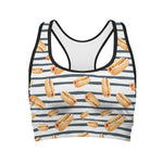 Hot Dog Striped Pattern Print Women's Sports Bra