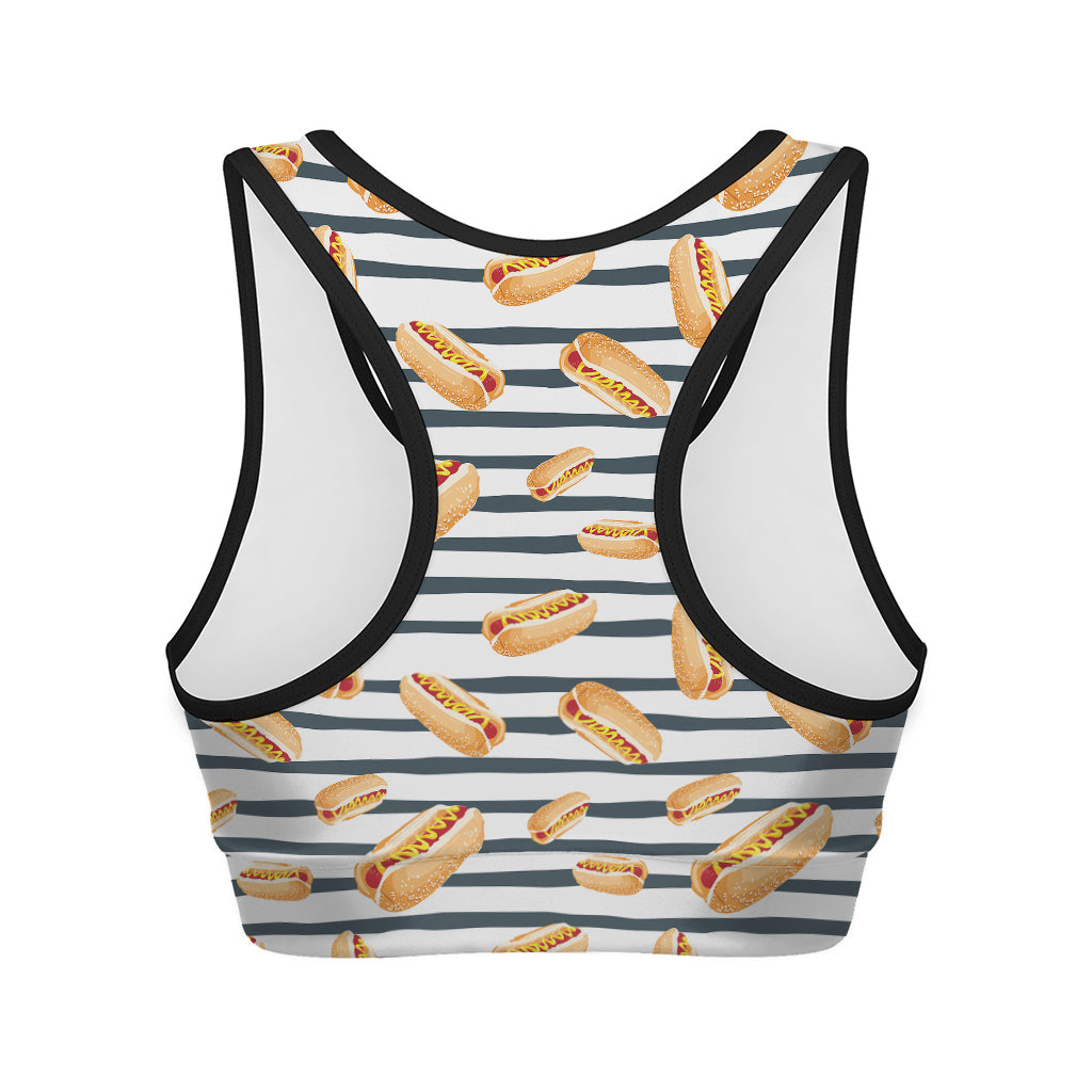 Hot Dog Striped Pattern Print Women's Sports Bra