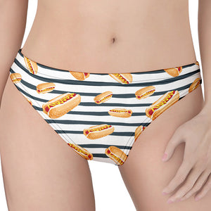 Hot Dog Striped Pattern Print Women's Thong