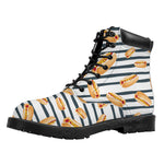 Hot Dog Striped Pattern Print Work Boots
