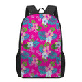 Hot Pink Aloha Hibiscus Pattern Print 17 Inch Backpack