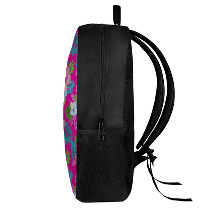 Hot Pink Aloha Hibiscus Pattern Print 17 Inch Backpack