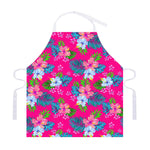 Hot Pink Aloha Hibiscus Pattern Print Adjustable Apron
