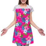 Hot Pink Aloha Hibiscus Pattern Print Adjustable Apron