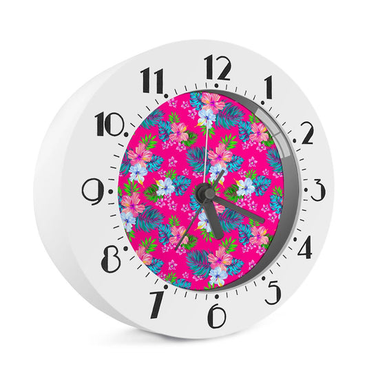 Hot Pink Aloha Hibiscus Pattern Print Alarm Clock