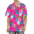 Hot Pink Aloha Hibiscus Pattern Print Aloha Shirt