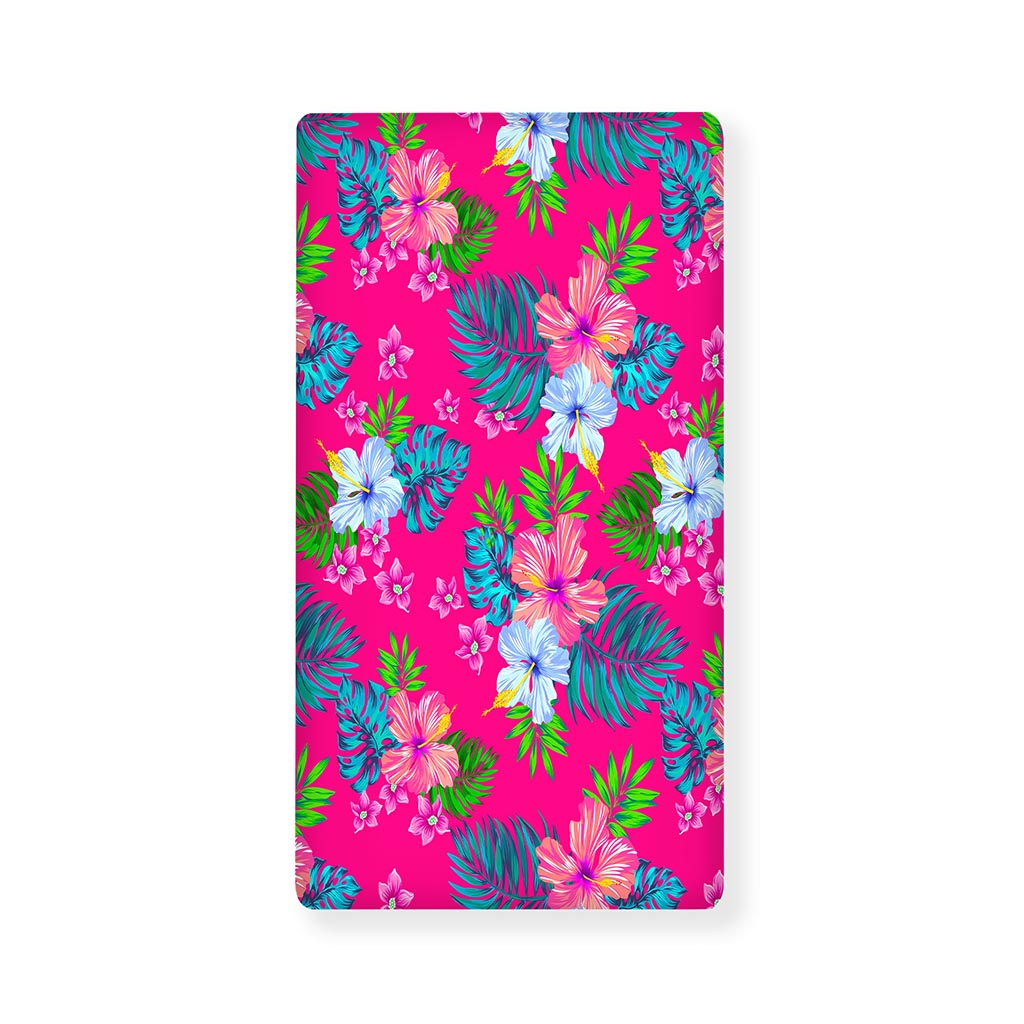 Hot Pink Aloha Hibiscus Pattern Print Baby Crib Sheet