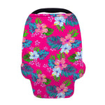 Hot Pink Aloha Hibiscus Pattern Print Baby Seat Cover