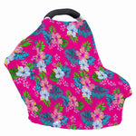 Hot Pink Aloha Hibiscus Pattern Print Baby Seat Cover
