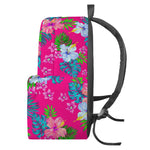 Hot Pink Aloha Hibiscus Pattern Print Backpack