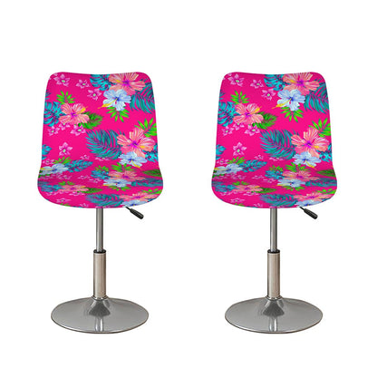 Hot Pink Aloha Hibiscus Pattern Print Bar Stool Covers