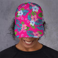 Hot Pink Aloha Hibiscus Pattern Print Baseball Cap