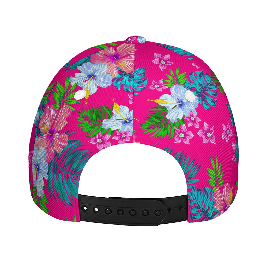 Hot Pink Aloha Hibiscus Pattern Print Baseball Cap