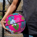 Hot Pink Aloha Hibiscus Pattern Print Basketball