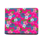 Hot Pink Aloha Hibiscus Pattern Print Bifold Wallet