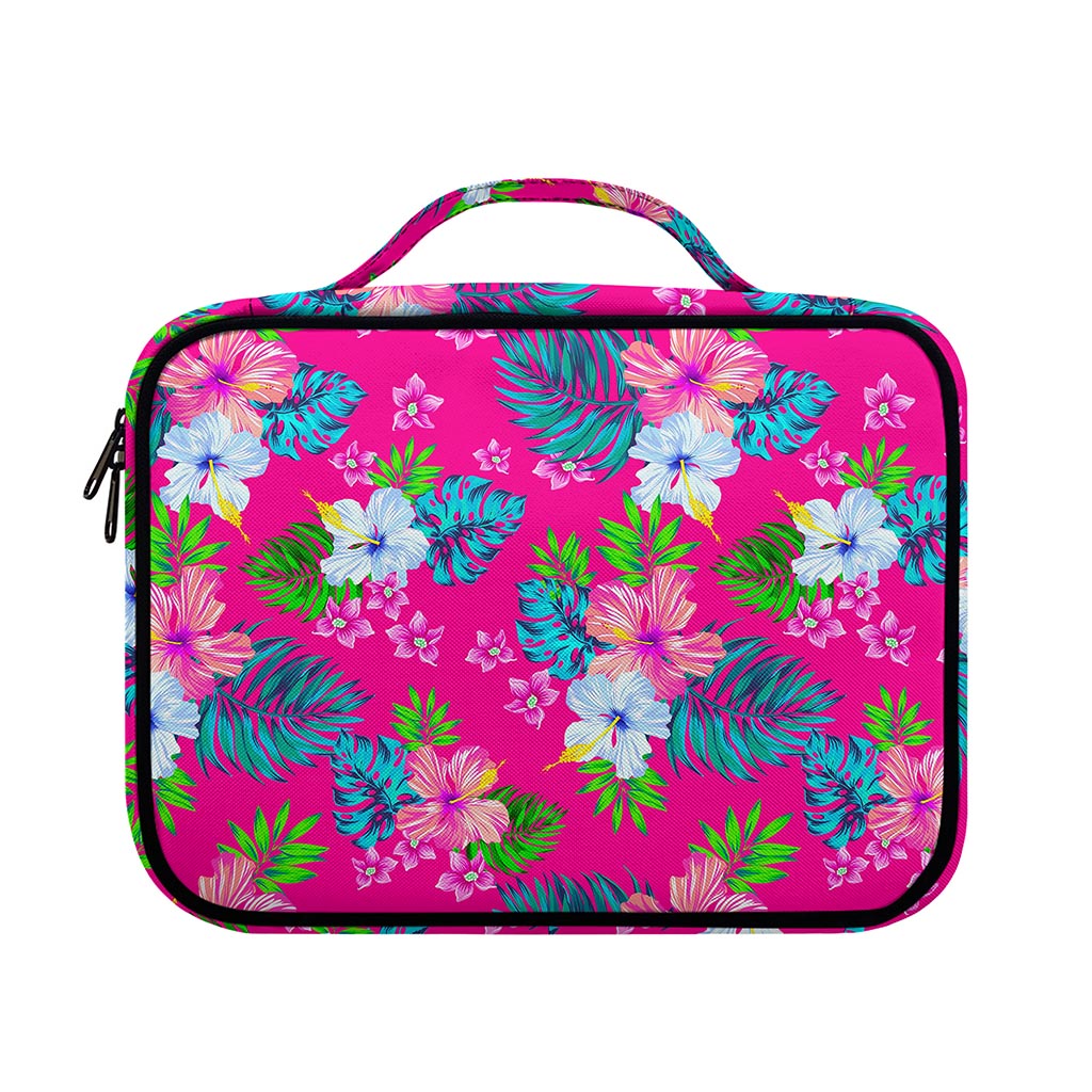 Hot Pink Aloha Hibiscus Pattern Print Briefcase Bible Bag