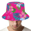 Hot Pink Aloha Hibiscus Pattern Print Bucket Hat