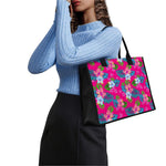 Hot Pink Aloha Hibiscus Pattern Print Canvas Tote Bag