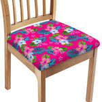 Hot Pink Aloha Hibiscus Pattern Print Chair Cushion Cover
