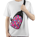 Hot Pink Aloha Hibiscus Pattern Print Chest Bag