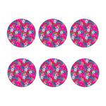 Hot Pink Aloha Hibiscus Pattern Print Coaster Set