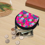 Hot Pink Aloha Hibiscus Pattern Print Coin Purse