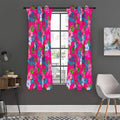 Hot Pink Aloha Hibiscus Pattern Print Grommet Curtain Panels