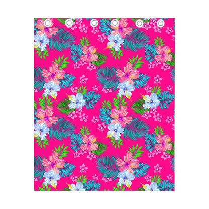 Hot Pink Aloha Hibiscus Pattern Print Curtain