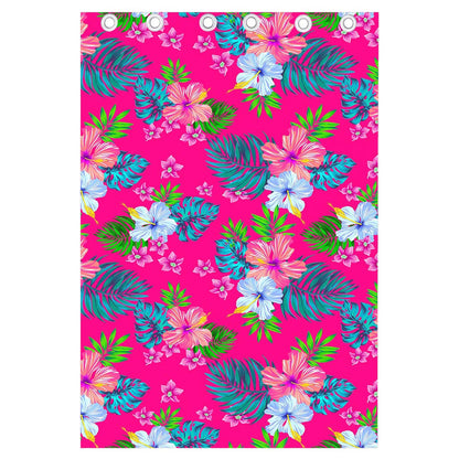Hot Pink Aloha Hibiscus Pattern Print Curtain