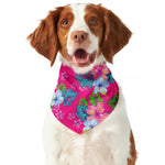 Hot Pink Aloha Hibiscus Pattern Print Dog Bandana
