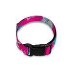 Hot Pink Aloha Hibiscus Pattern Print Dog Collar