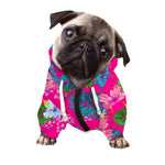 Hot Pink Aloha Hibiscus Pattern Print Dog Zip Up Hoodie