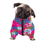 Hot Pink Aloha Hibiscus Pattern Print Dog Zip Up Jacket