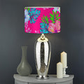 Hot Pink Aloha Hibiscus Pattern Print Drum Lamp Shade