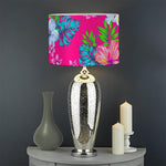 Hot Pink Aloha Hibiscus Pattern Print Drum Lamp Shade