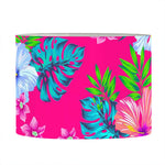 Hot Pink Aloha Hibiscus Pattern Print Drum Lamp Shade