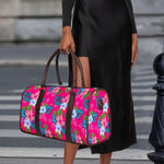 Hot Pink Aloha Hibiscus Pattern Print Duffle Bag