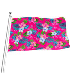 Hot Pink Aloha Hibiscus Pattern Print Flag