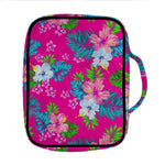Hot Pink Aloha Hibiscus Pattern Print Front Pocket Bible Bag