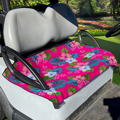 Hot Pink Aloha Hibiscus Pattern Print Golf Cart Seat Cover