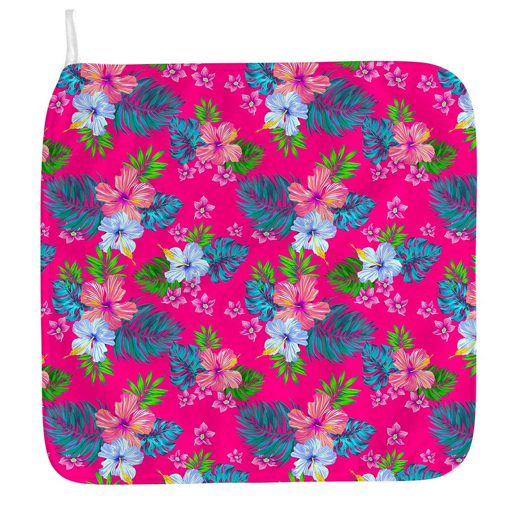 Hot Pink Aloha Hibiscus Pattern Print Hand Towel