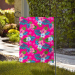 Hot Pink Aloha Hibiscus Pattern Print House Flag
