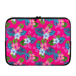 Hot Pink Aloha Hibiscus Pattern Print Laptop Sleeve