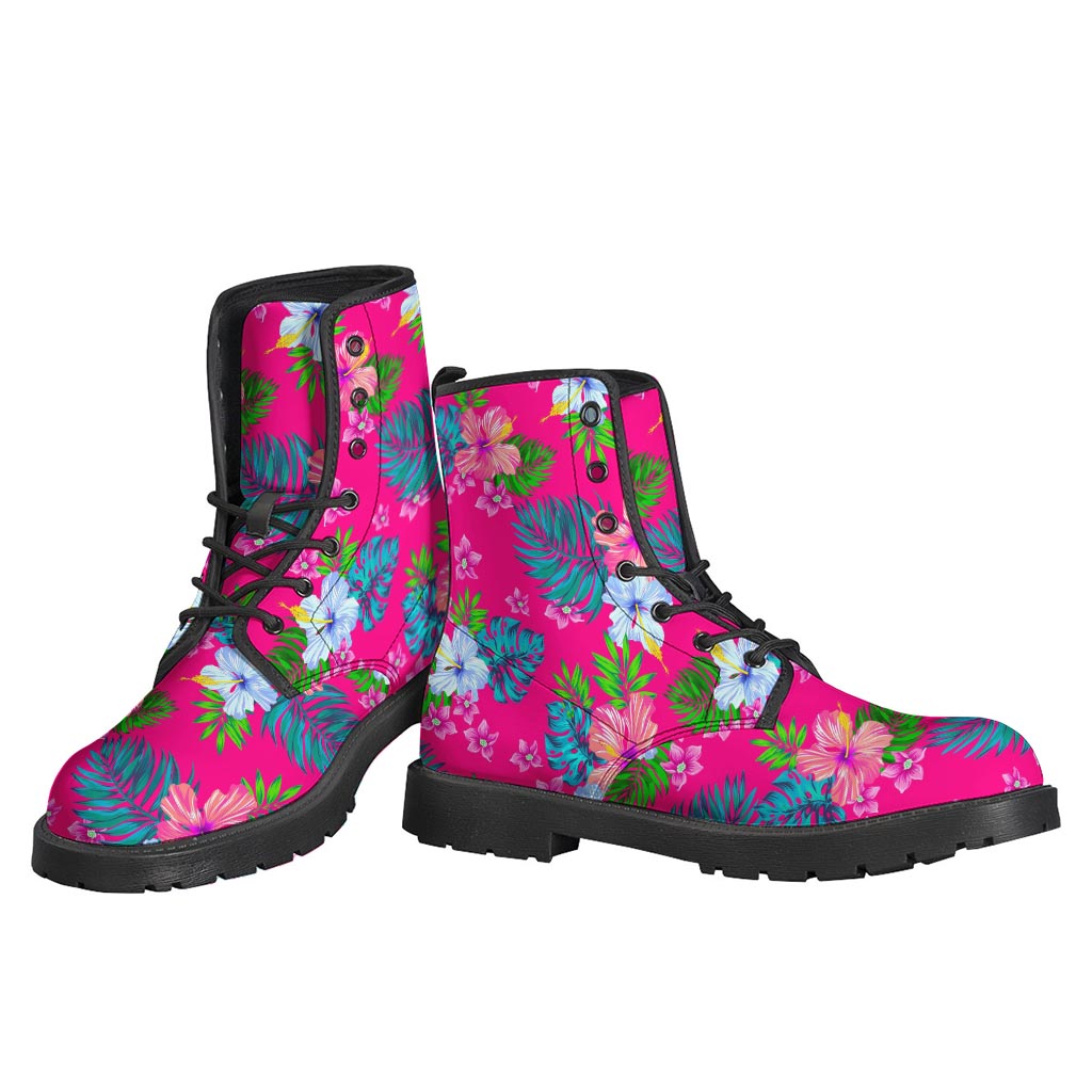 Hot Pink Aloha Hibiscus Pattern Print Backpack
