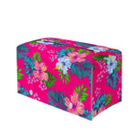 Hot Pink Aloha Hibiscus Pattern Print Leather Tissue Box Cover